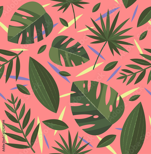 Summer tropical background. Seamless pattern. Vector illustration