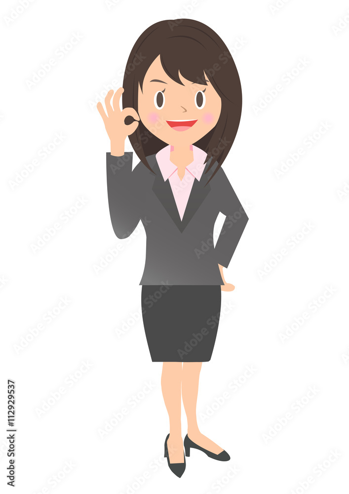 OKサインの女性会社員 OKサインの女性会社員
