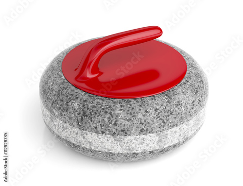 Curling stone on white photo