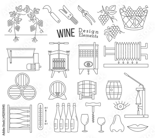 Wine making and wine tasting design elements