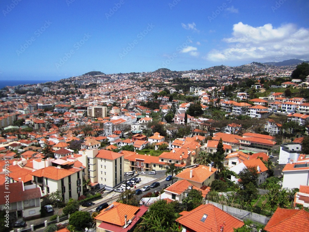 The traditional orange roof of Funchal Madeira