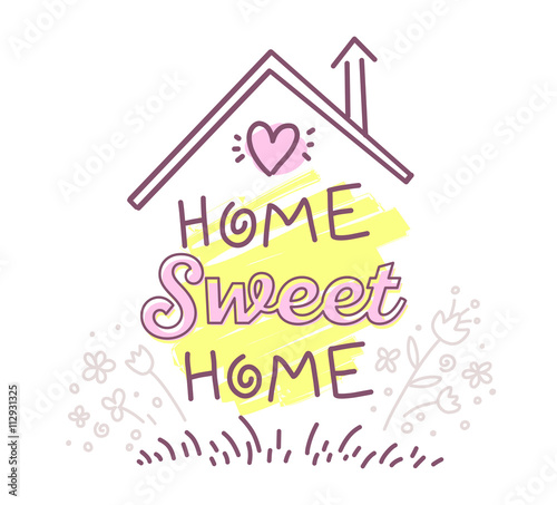 Vector illustration of home sweet home typography lettering with