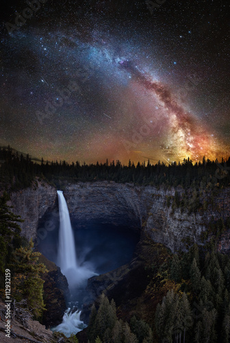 Milky way over the Helmcken Falls at night