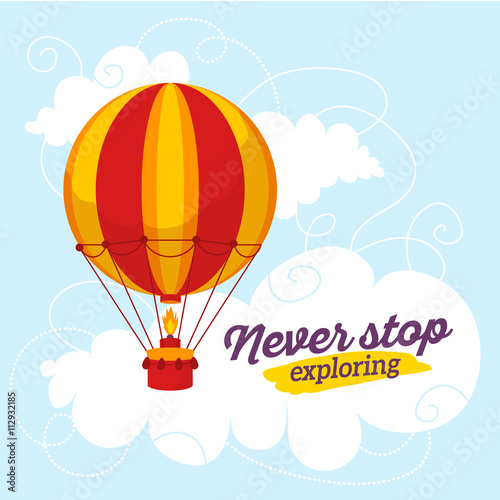 Vector illustration of beautiful fly big air balloon in the sky