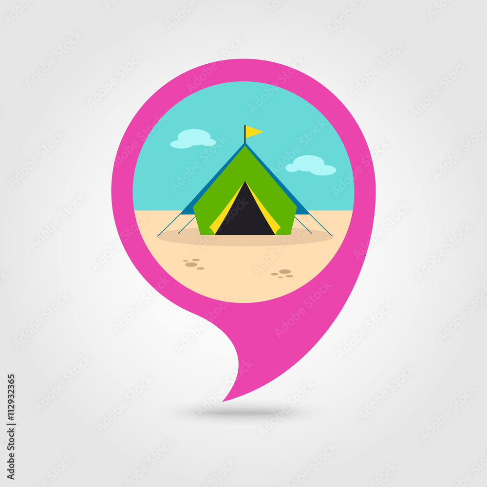 Tent pin map icon. Summer. Vacation