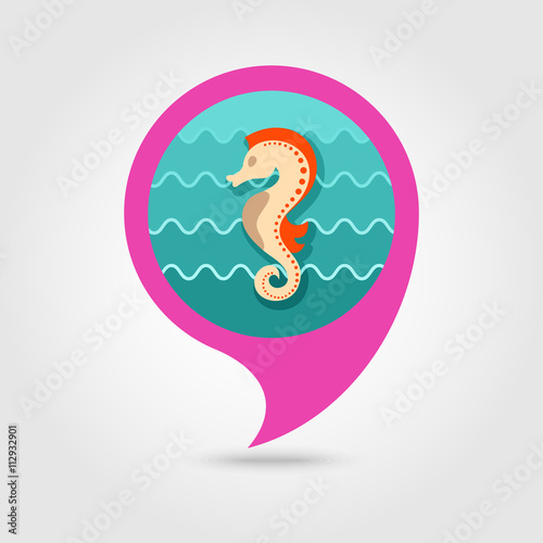 Sea Horse pin map icon. Summer. Vacation