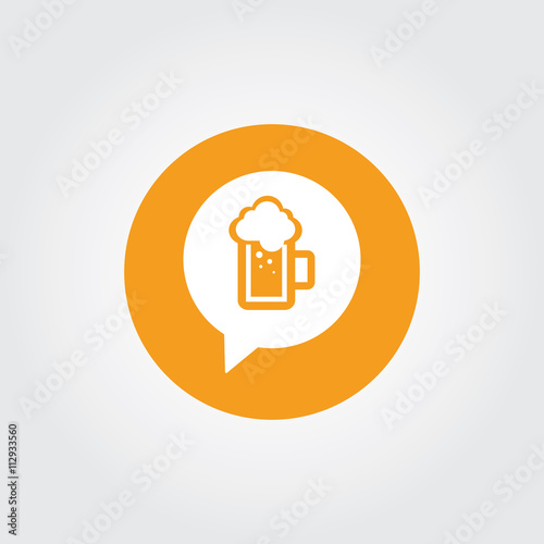 Beer glass pub vector design template. Beer mug icon with speech bubble. Social drinking symbol vector illustration. Modern creative logo in black and color variants. Beer Forum Review. Location.