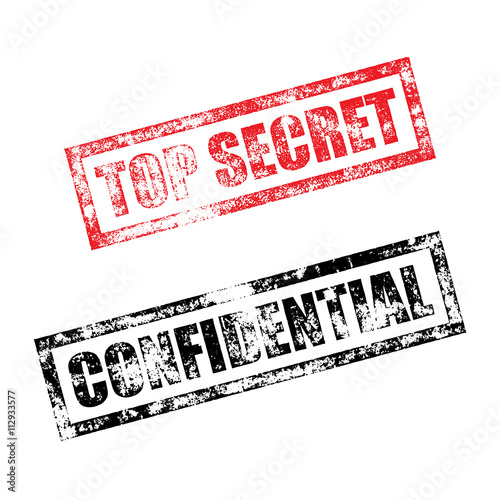 Top Secret, Confidential stamp. Vintage rubber ink print