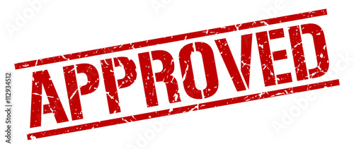 approved red grunge square vintage rubber stamp