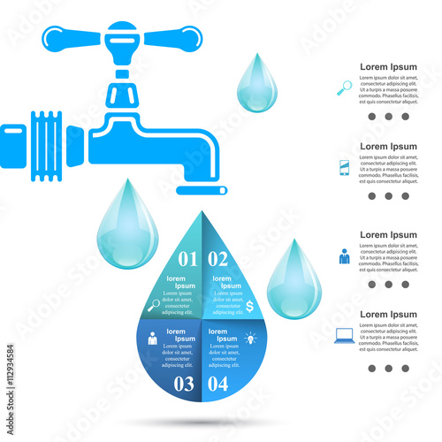 Tap illustration.  Infographic design template and marketing icons.