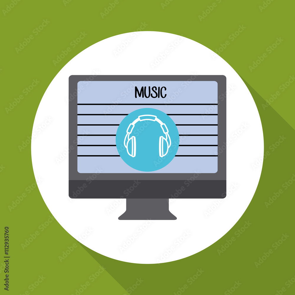 Music design. computer icon. White background , vector Music design. computer icon. White background , vector