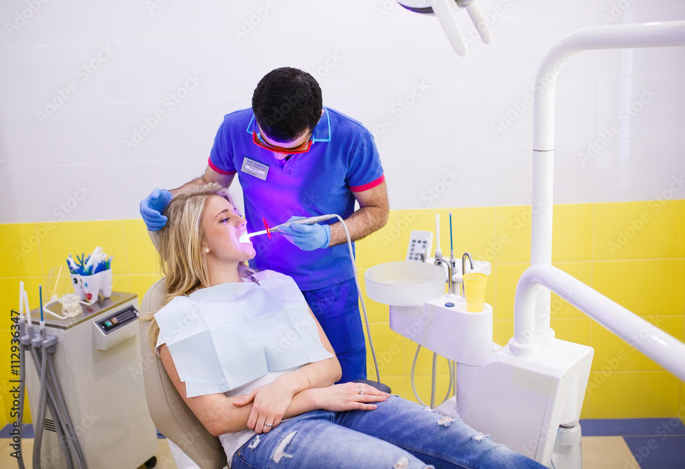The patient at the dentist. The patient at the dentist.