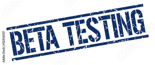 beta testing blue grunge square vintage rubber stamp