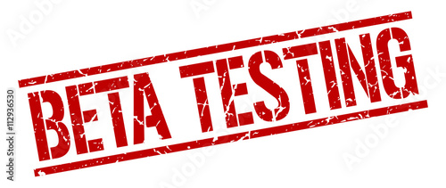 beta testing red grunge square vintage rubber stamp