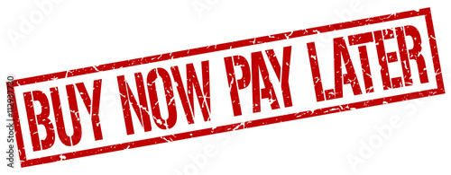 buy now pay later red grunge square vintage rubber stamp