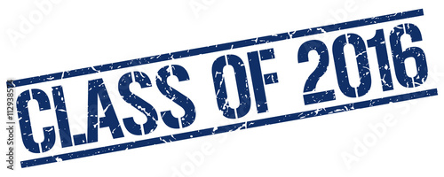 class of 2016 blue grunge square vintage rubber stamp
