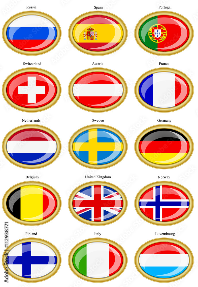 Set of icons. Flags of the Europe.   