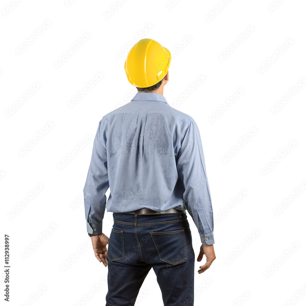 Engineer back view isolated Engineer back view isolated