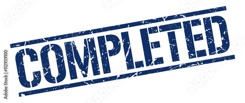 completed blue grunge square vintage rubber stamp