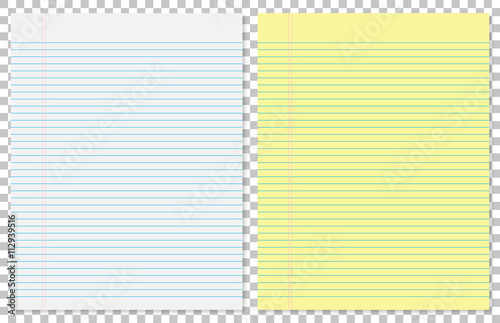 Paper leaves yellow and white in line on isolated background