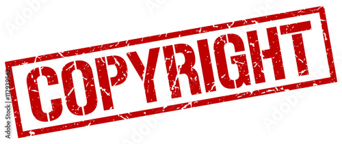 copyright red grunge square vintage rubber stamp
