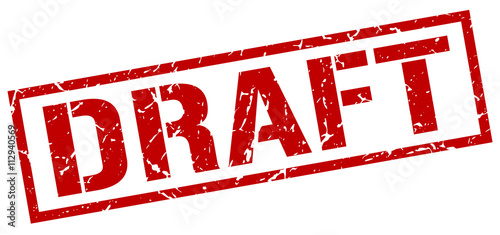 draft red grunge square vintage rubber stamp