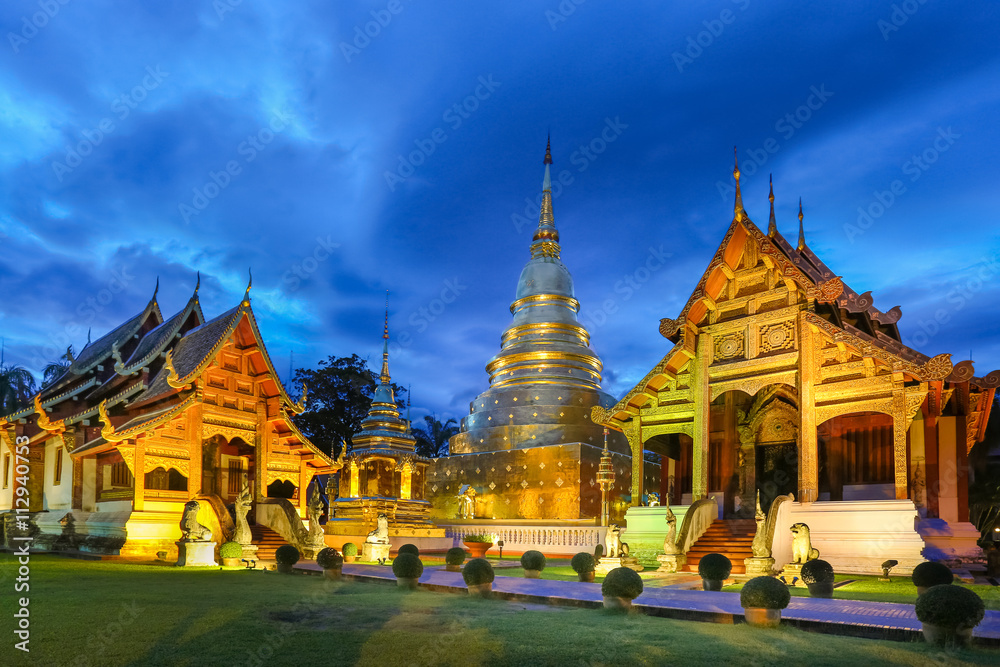 Naklejka premium Wat Phra Singh temple in Chiang Mai Province ,Thailand,