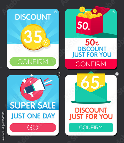 Pop-up window. Web design element. Sale Popup window. Discount Vector frame. Offer window
