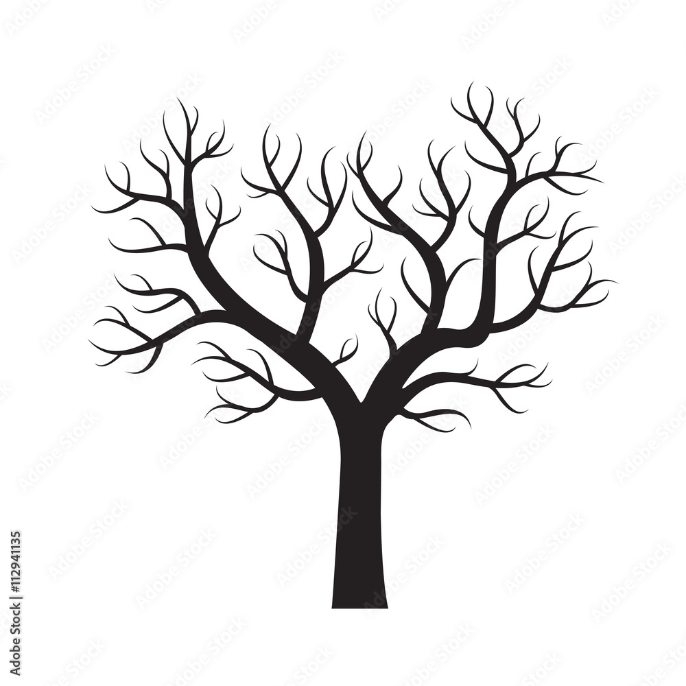 Obraz premium Shape of black Tree. Vector Illustration.