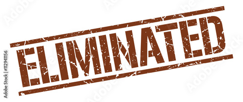 eliminated brown grunge square vintage rubber stamp