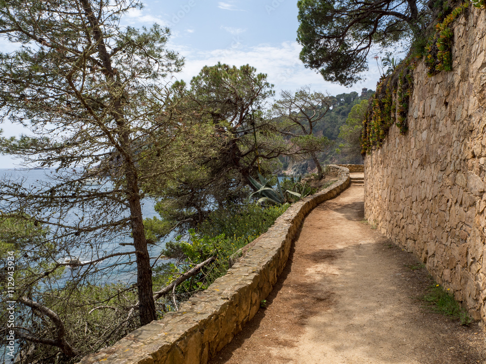 Fototapeta premium Camino de Ronda de Calella de Palafrugell en la Costa Brava, Girona viajando por España en verano de 2016