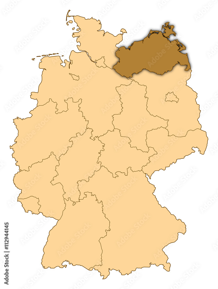 Obraz premium Map - Germany, Mecklenburg-Vorpommern