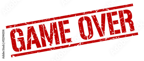 game over red grunge square vintage rubber stamp
