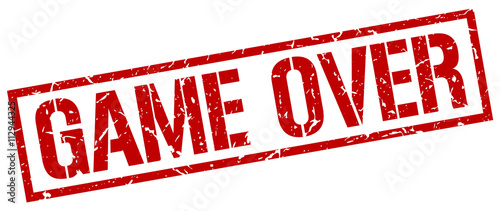 game over red grunge square vintage rubber stamp