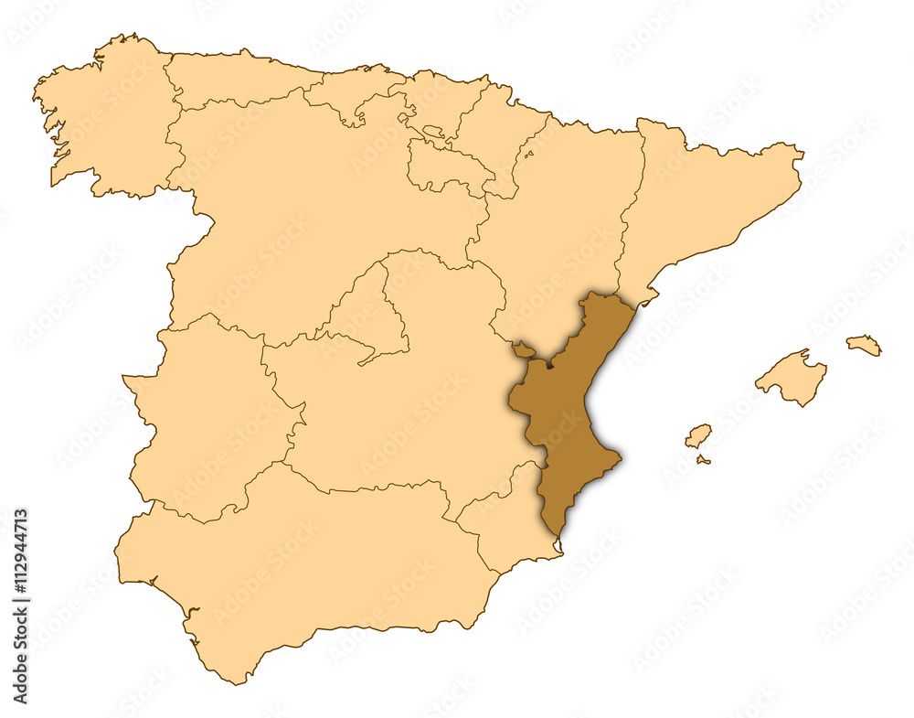 Fototapeta premium Map - Spain, Valencian Community