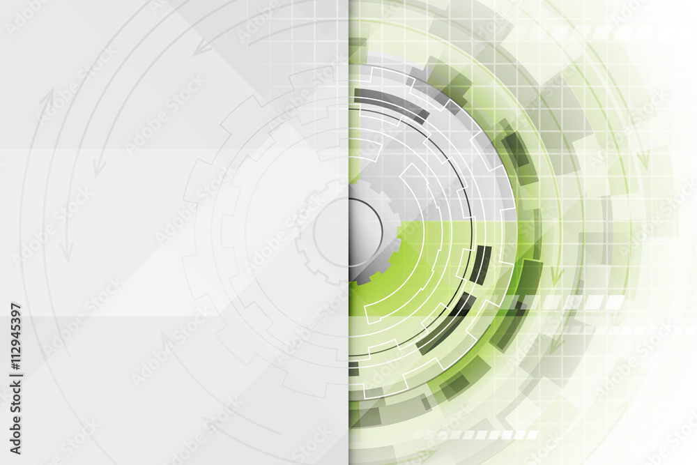 Technological abstract vector illustration with a gear wheel in the middle.