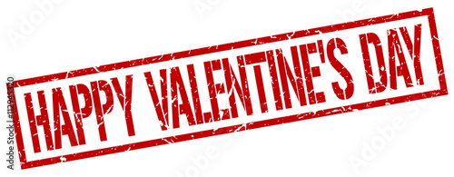 happy Valentine's day red grunge square vintage rubber stamp