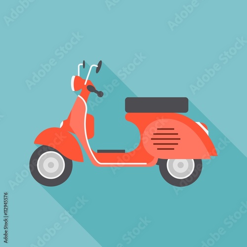red vintage motorcycle vector illustration  delivery icon flat design