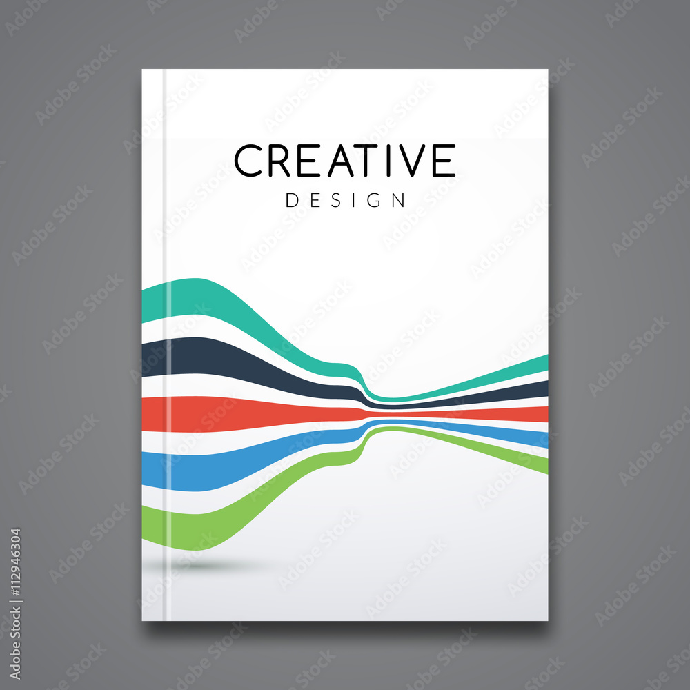 Naklejka premium Business report design, flyer template, background with colorful lines. Brochure Cover flyer template mockup layout, vector