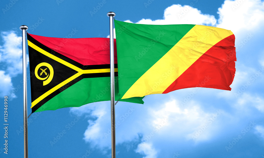 Vanatu flag with congo flag, 3D rendering Vanatu flag with congo flag, 3D rendering
