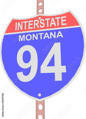 Interstate highway 94 road sign in Montana photo