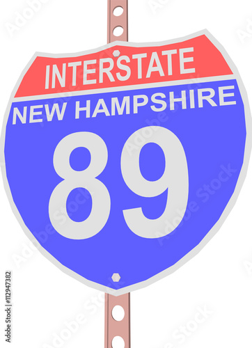 Interstate highway 89 road sign in New Hampshire