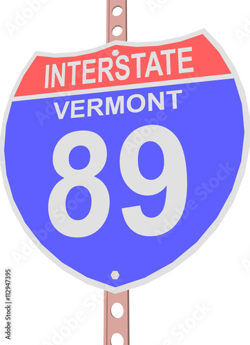 Interstate highway 89 road sign in Vermont