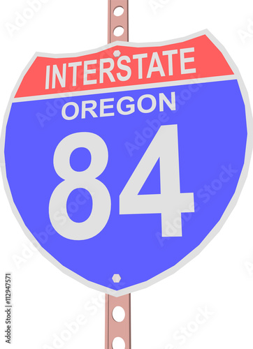 Interstate highway 84 road sign in Oregon