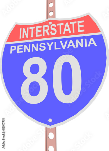 Interstate highway 80 road sign in Pennsylvania