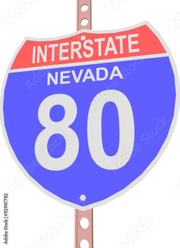 Interstate highway 80 road sign in Nevada