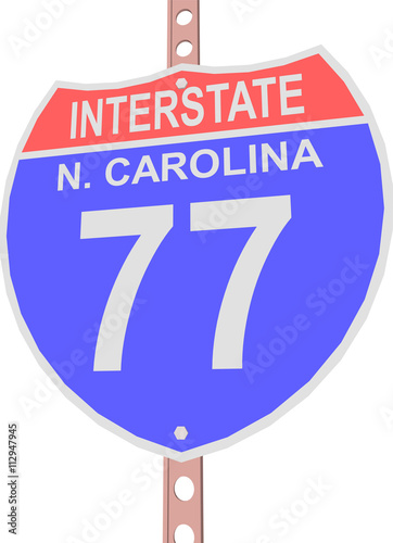 Interstate highway 77 road sign in North Carolina
