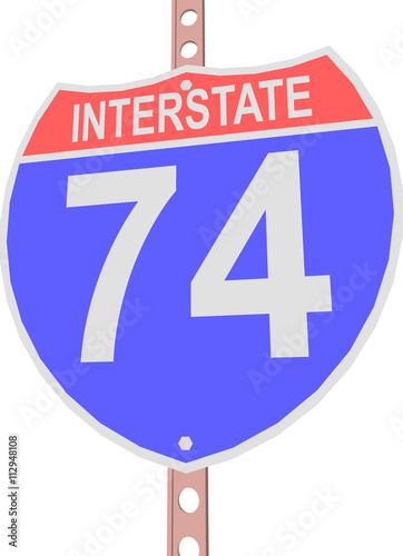 Interstate highway 74 road sign in