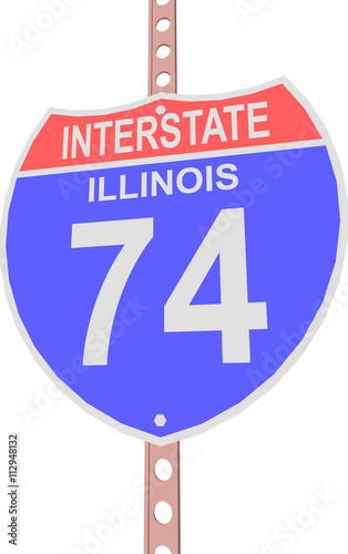 Interstate highway 74 road sign in Illinois