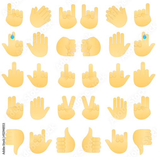 Set of hands icons and symbols. Emoji hand icons vector illustration. 